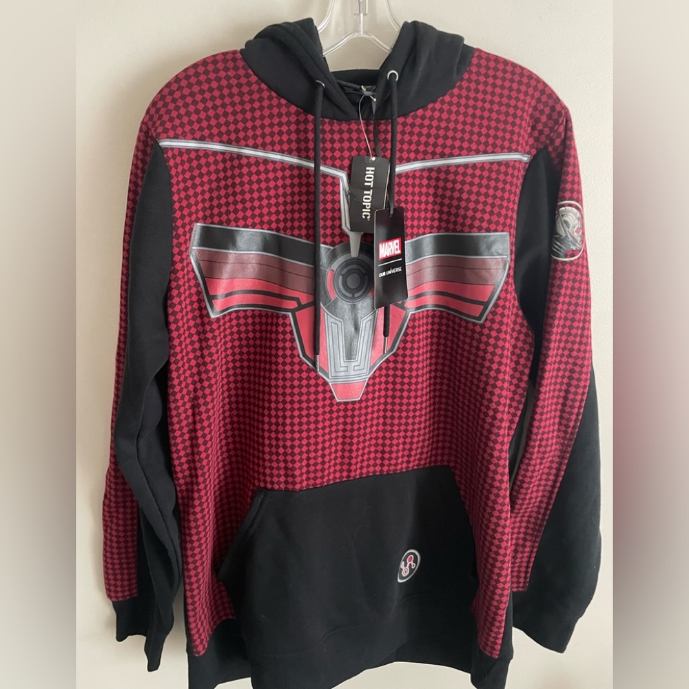 Marvel Ant-Man Hot Topic Hoodie Quantumania Mens M Black Red Cotton Our Universe